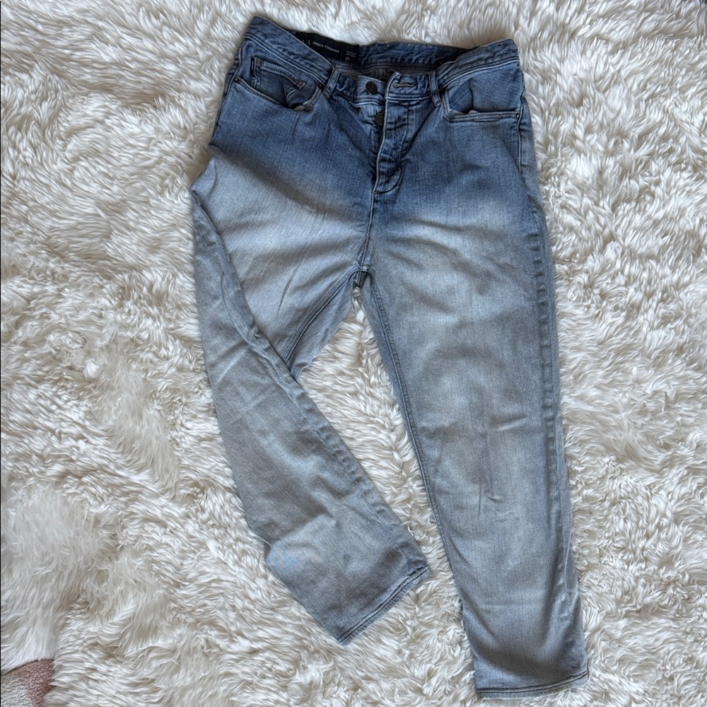Armani Exchange Faded Blue Cropped Jeans